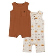 Little Star Organic Baby Boys 2Pk Rompers, Size Newborn-24 Months